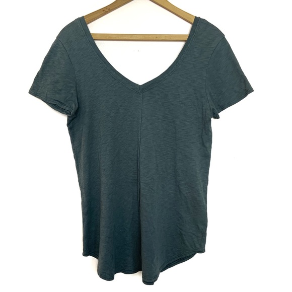 Chaser Tops - Chaser Gray Middle Seam V Neck Short Sleeve Tee